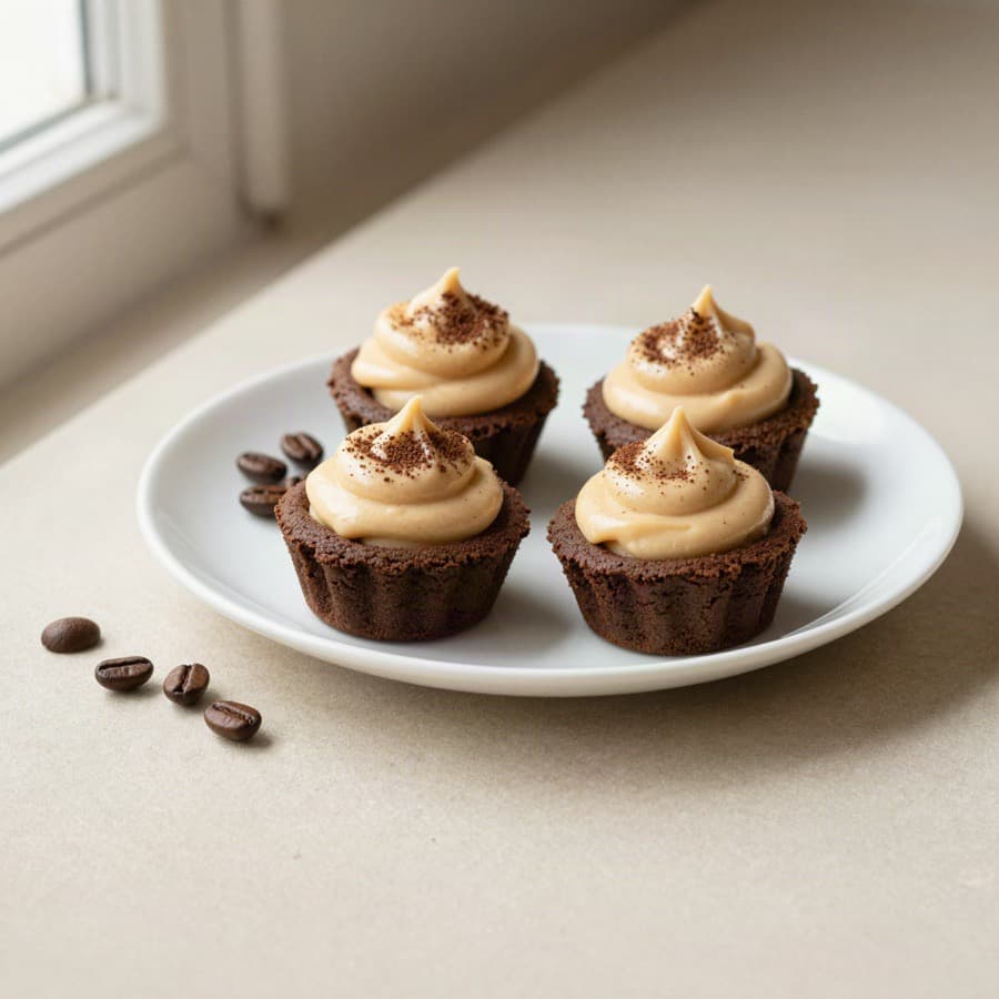 Cuatro canastas de brownie rellenas de mousse de Whisky Cream